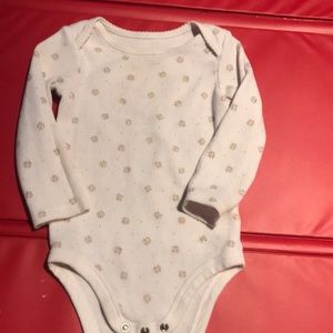 White and gold glitter polkadots onesie